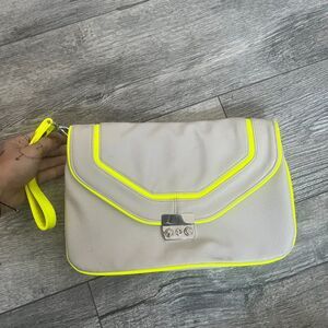 Yellow / Lime Green Neon and Grey Purse, Clutch, Pocketbook NWOT Pockets Inside